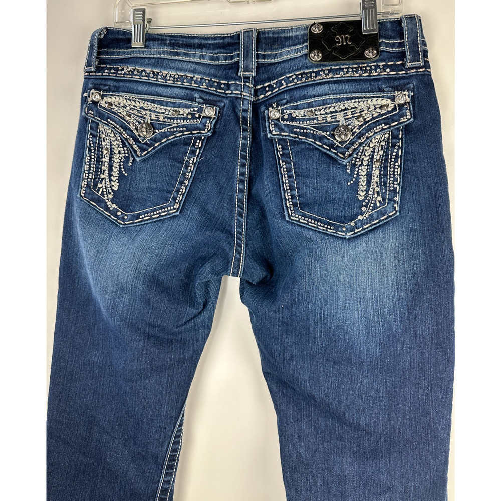 Miss Me Easy Boot Cut Jeans Low Rise Embellished Studded Rhinestones Size 29 - Picture 3 of 11